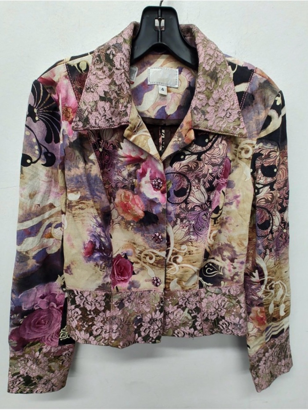Alberto Makali, size 4, Multicolor Floral Button-Front Jacket, EUC